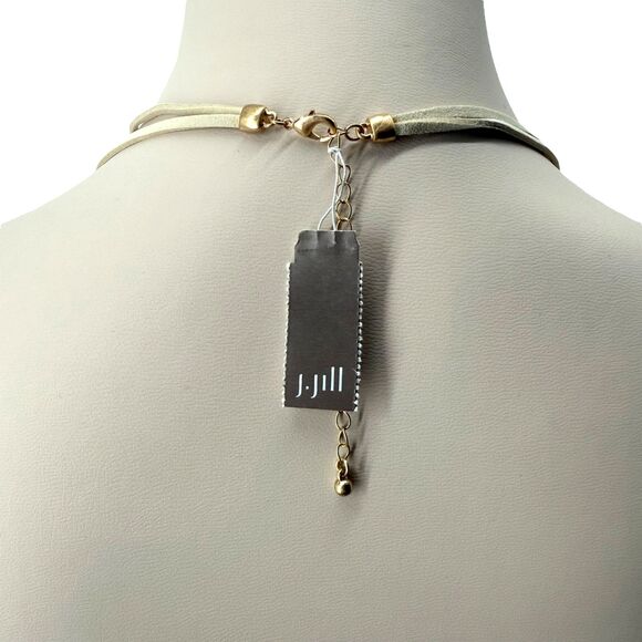 J Jill Layered Beaded Necklace Square Gold Tone Double Strand Cord Adjustable - Picture 5 of 11